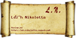 Léh Nikoletta névjegykártya